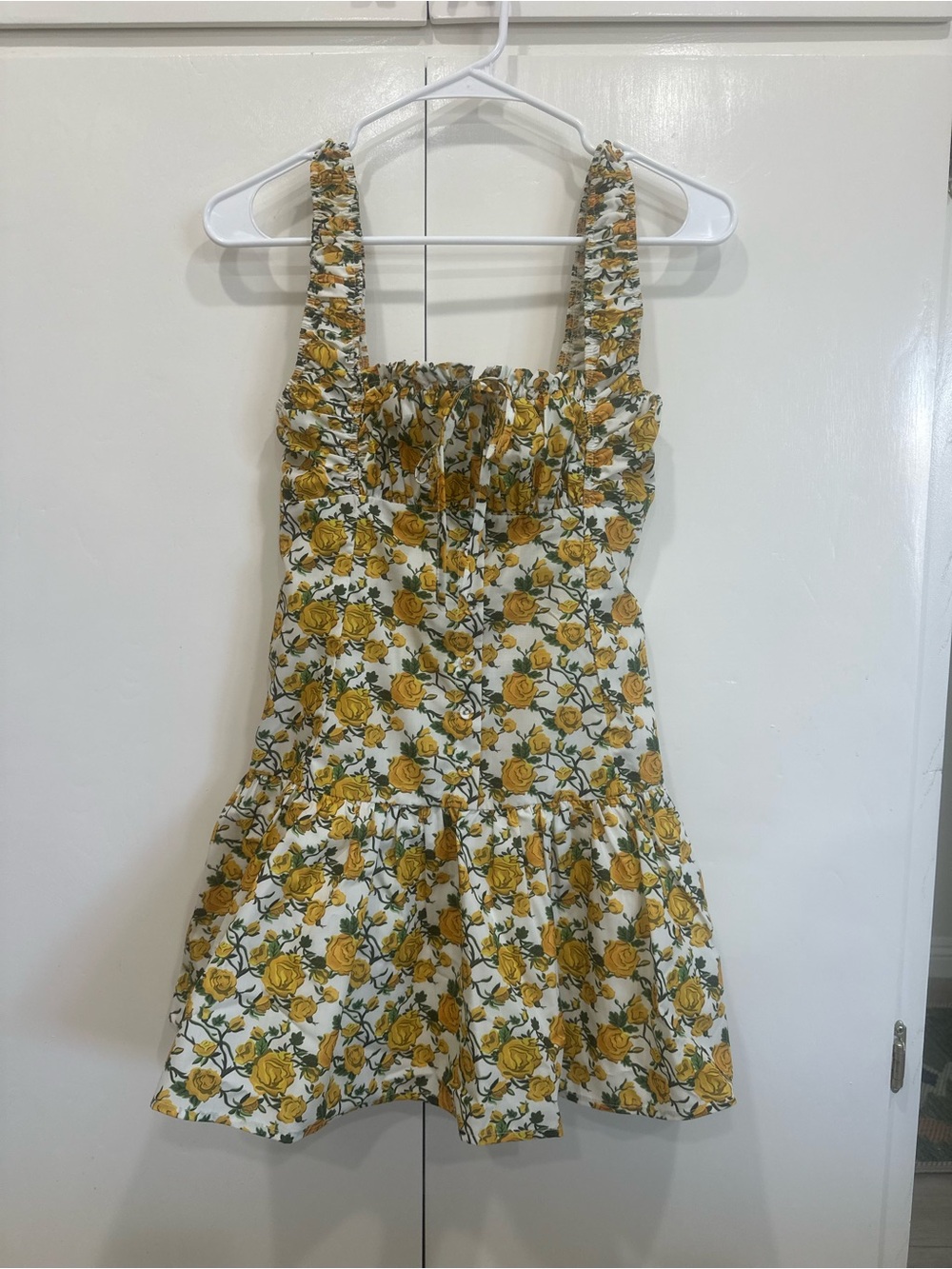 Fashion Nova Women’s Yellow Rose Print Sundress - Floral Sleeveless Dress